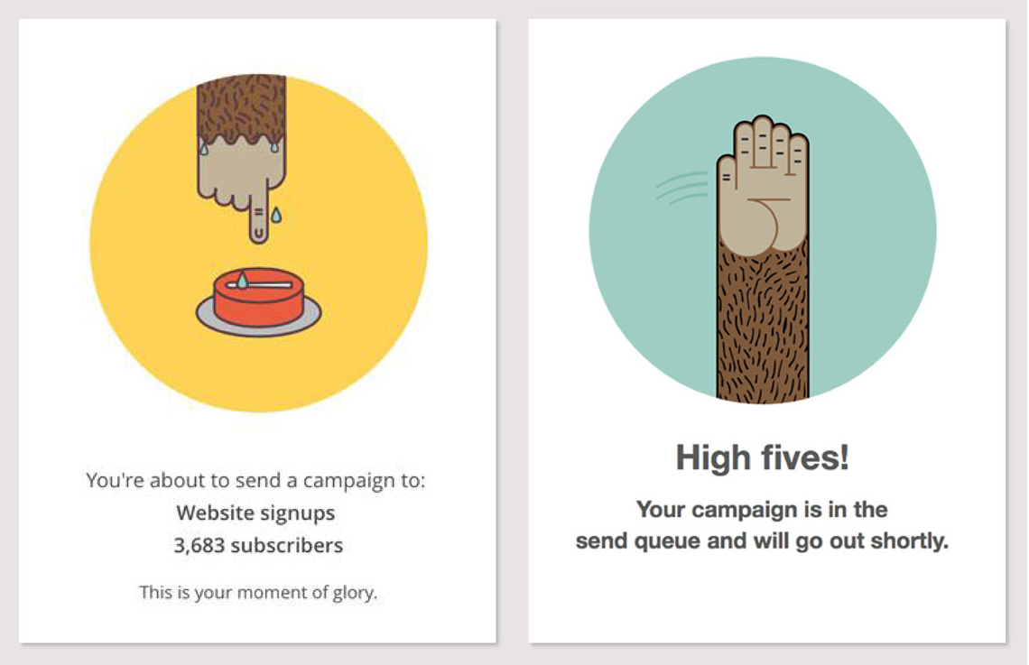 Exemples de messages de Mailchimp