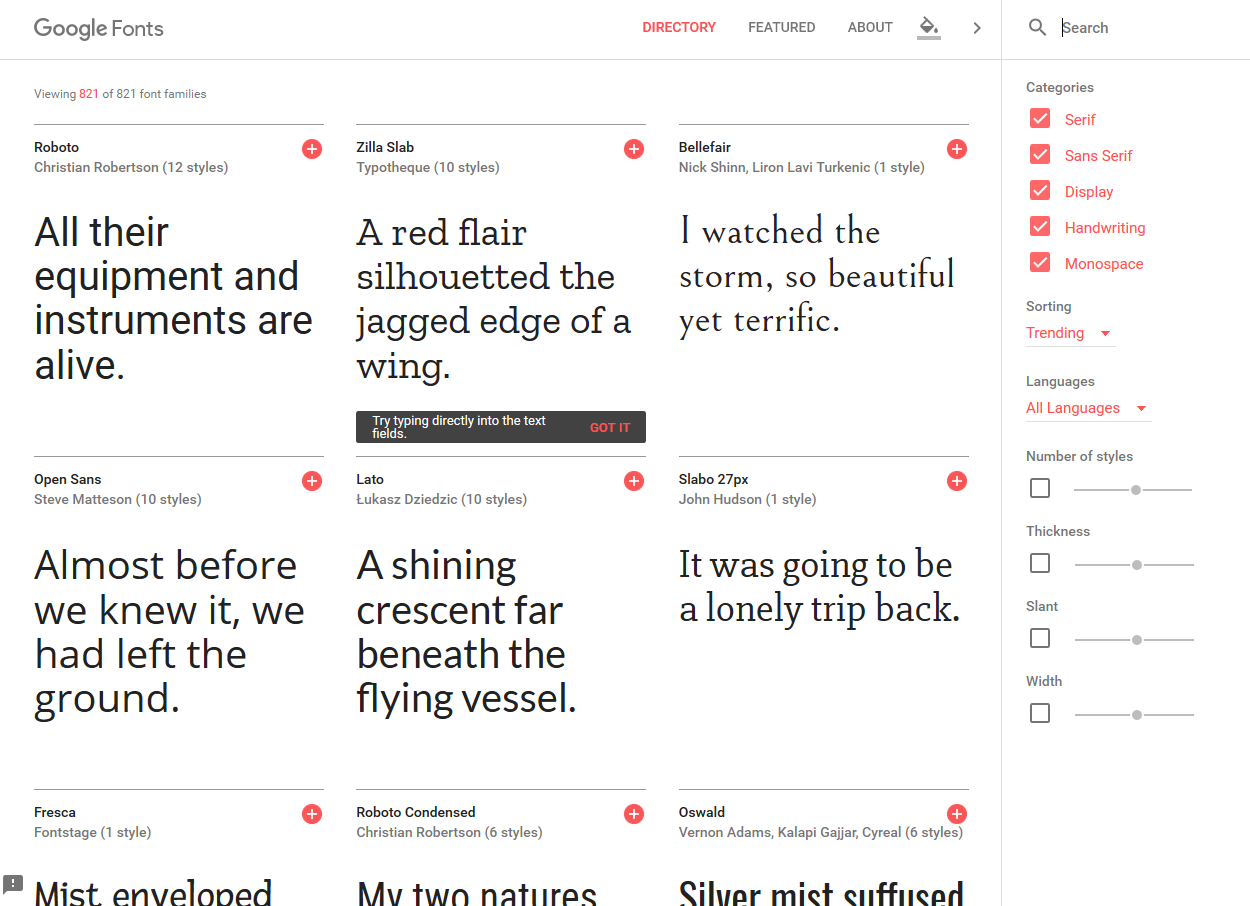 site de typographies Google Font