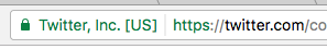 Dans le cas d'un site utilisant https, Chrome affiche dans la barre d'adresse un cadenas vert et le nom du site.