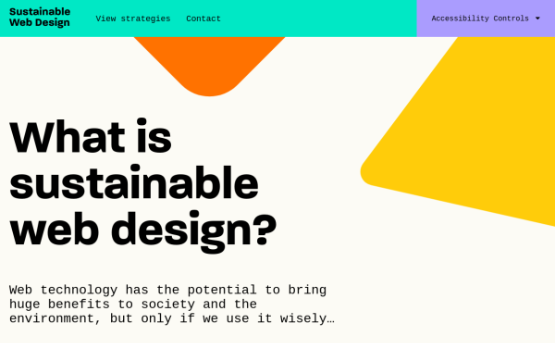 Page d'accueil du site Sustainable Web Design