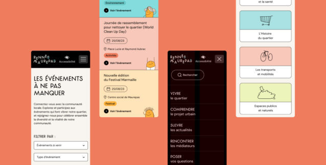 Ecrans du site mobile Territoires Maurepas