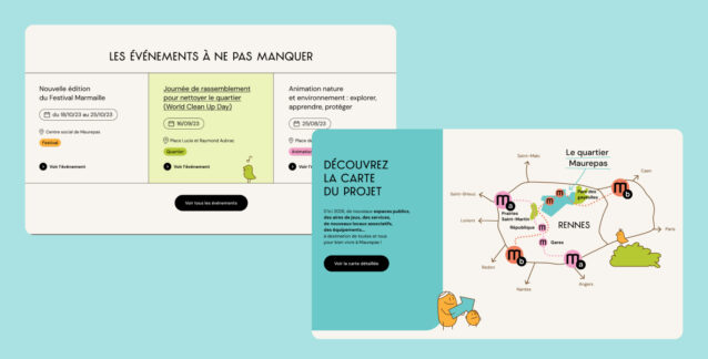 Ecrans du site internet Territoires Maurepas